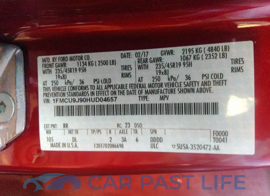 1FMCU9J90HUD04657# 9