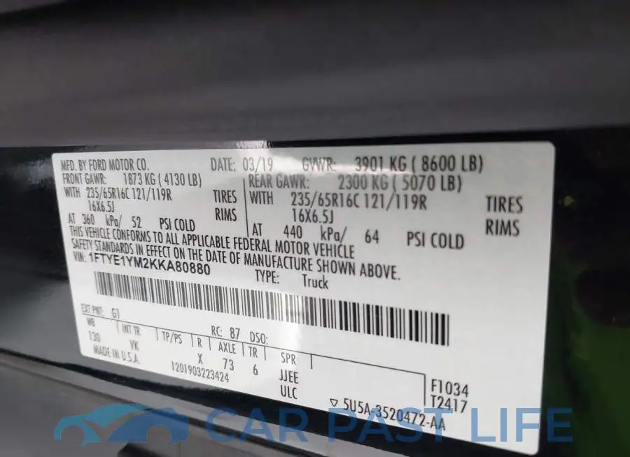 1FTYE1YM2KKA80880# 9
