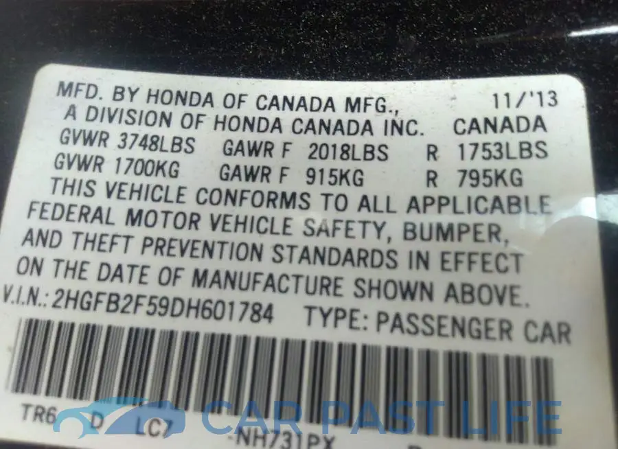 2HGFB2F59DH601784# 9