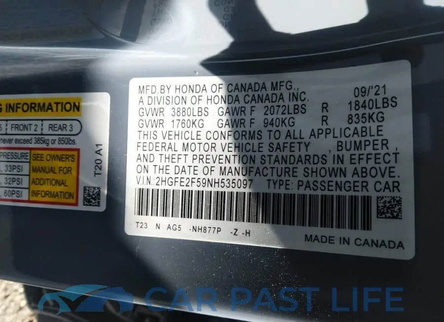 2HGFE2F59NH535097# 9