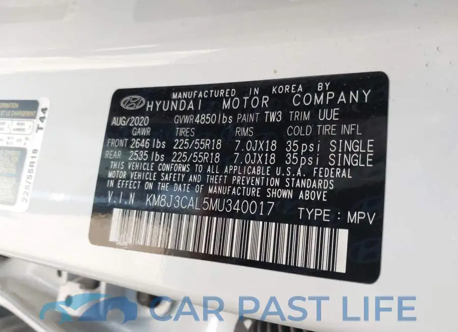 KM8J3CAL5MU340017# 9