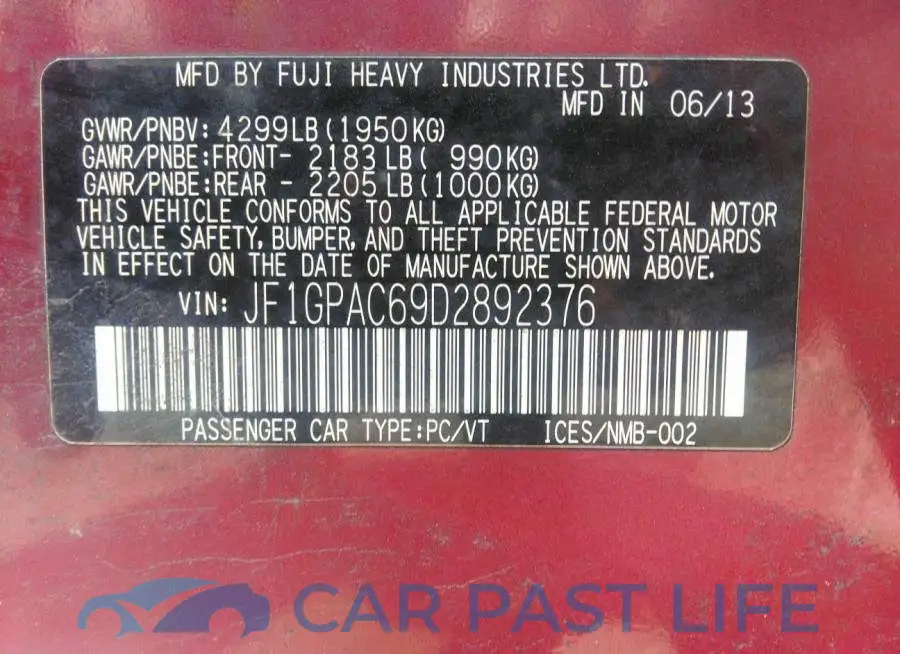 JF1GPAC69D2892376# 9
