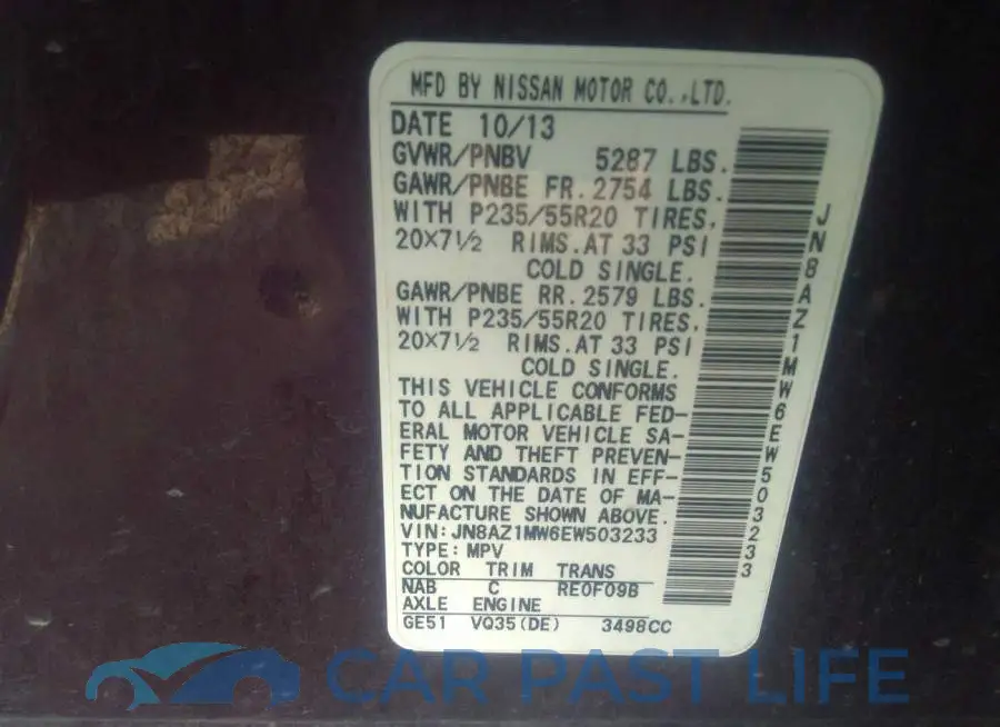 JN8AZ1MW6EW503233# 9