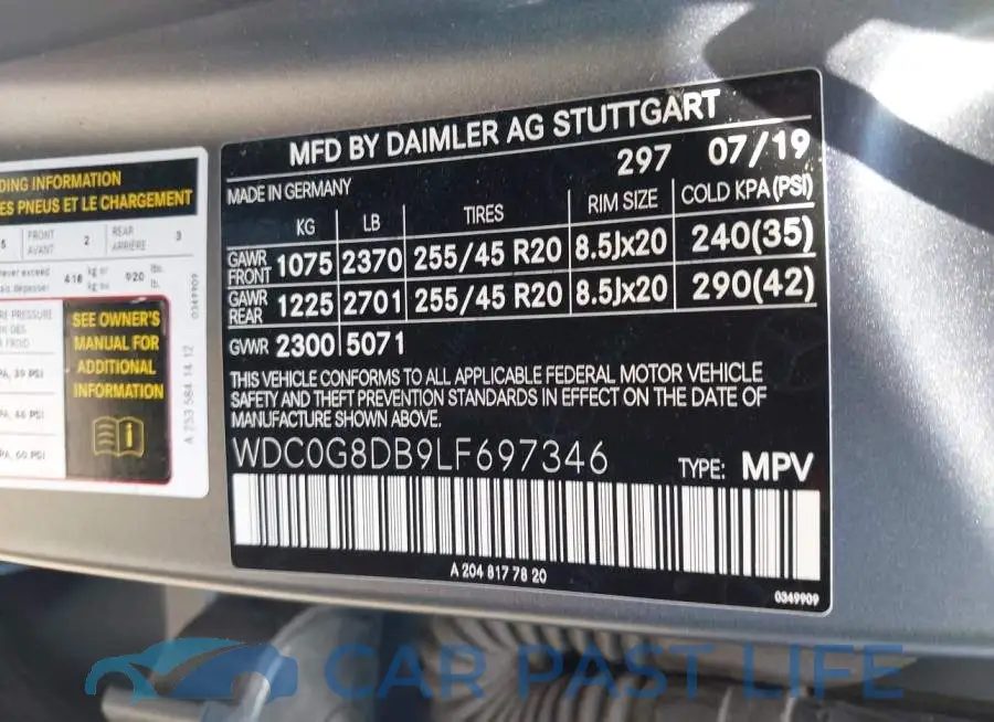 WDC0G8DB9LF697346# 9