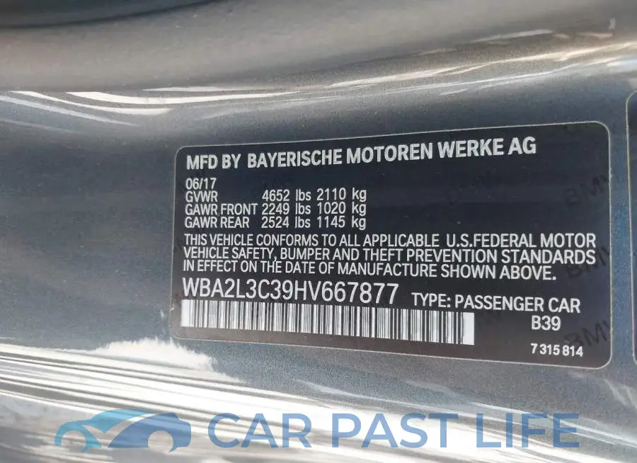WBA2L3C39HV667877# 9