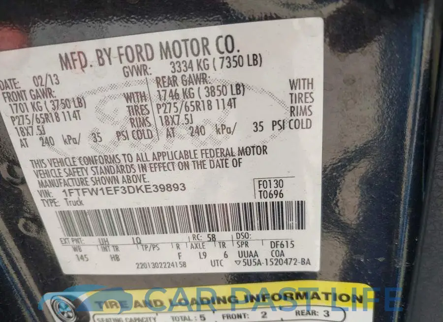 1FTFW1EF3DKE39893# 9