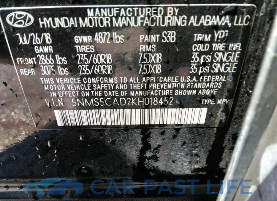 5NMS5CAD2KH018452# 9