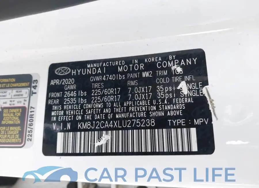 KM8J2CA4XLU275238# 9