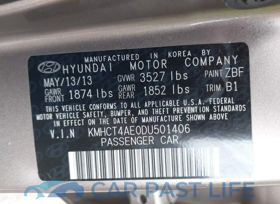 KMHCT4AE0DU501406# 9