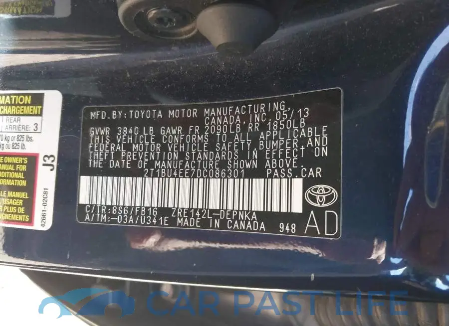 2T1BU4EE7DC086301# 9