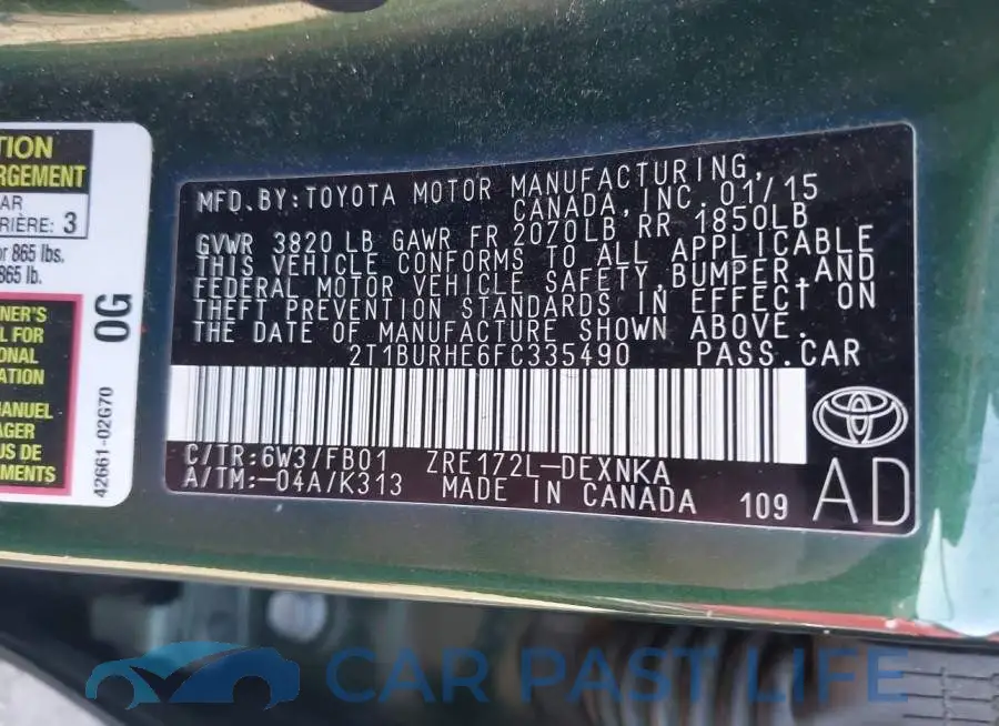 2T1BURHE6FC335490# 9