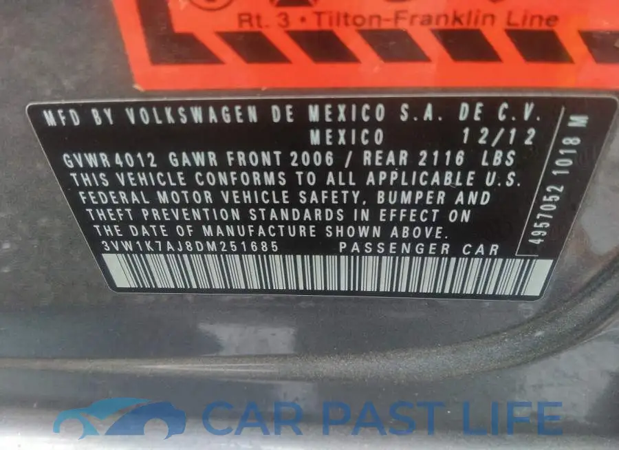 3VW1K7AJ8DM251685# 9