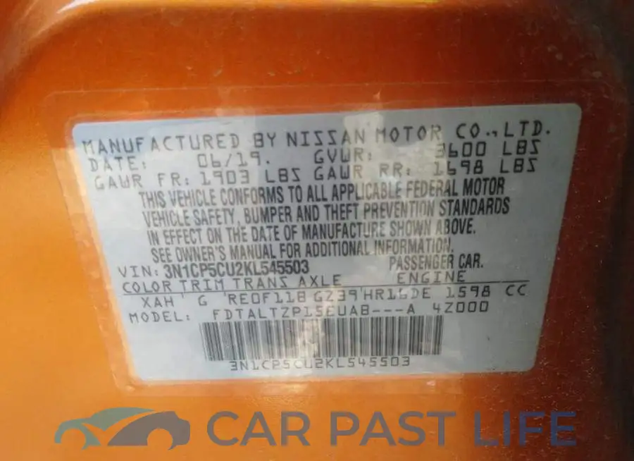 3N1CP5CU2KL545503# 9