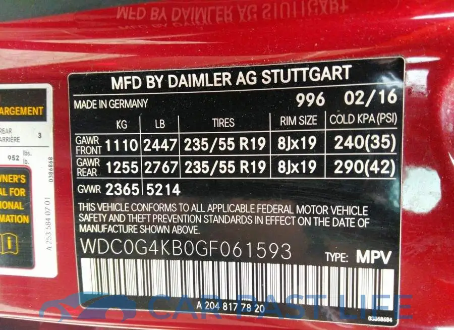 WDC0G4KB0GF061593# 9
