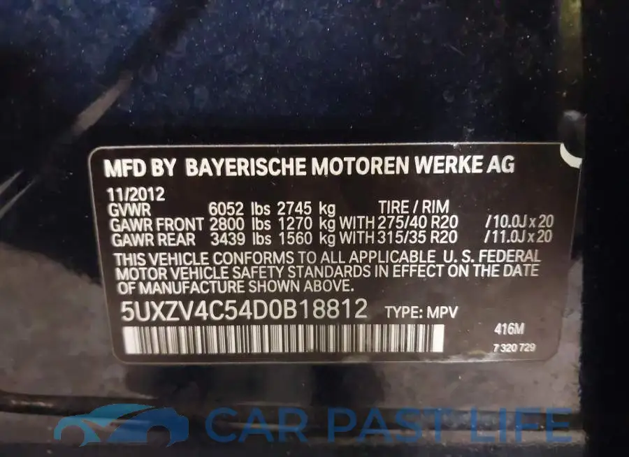 5UXZV4C54D0B18812# 9