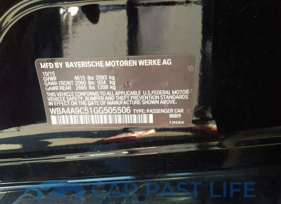 WBA4A9C51GG505506# 9