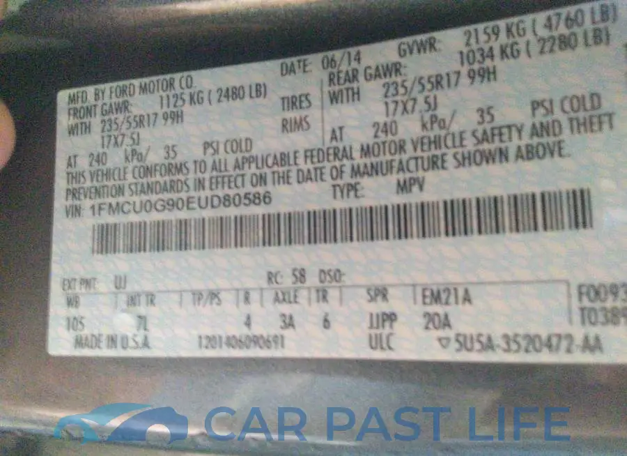 1FMCU0G90EUD80586# 9