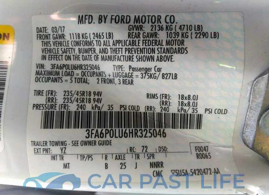 3FA6P0LU6HR325046# 9