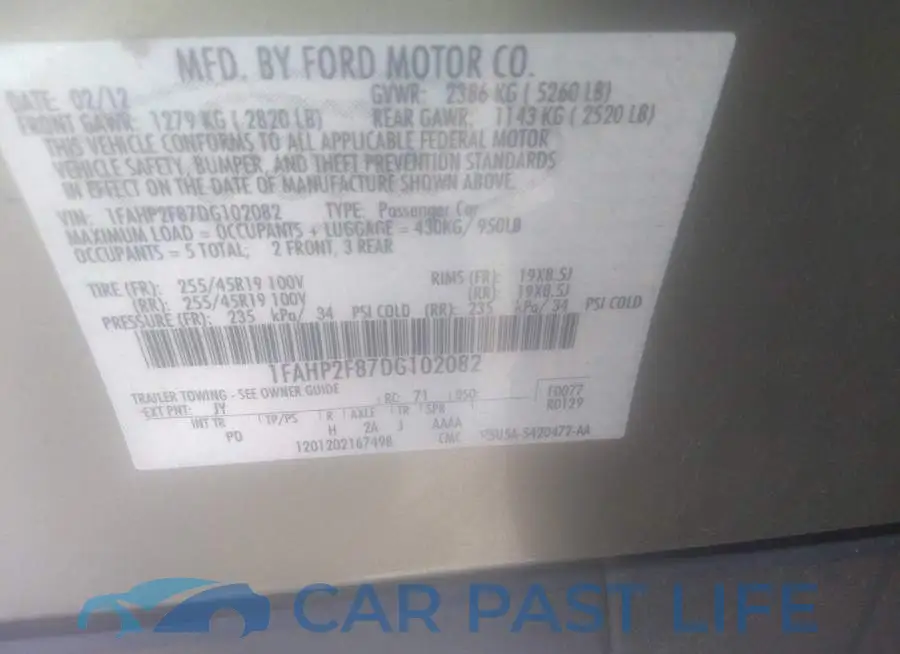 1FAHP2F87DG102082# 9