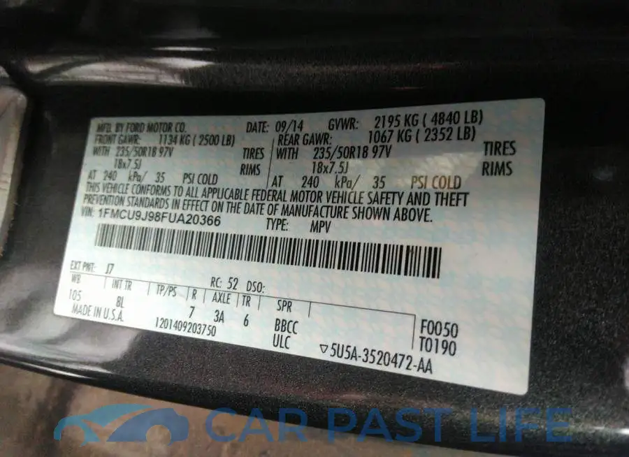 1FMCU9J98FUA20366# 9