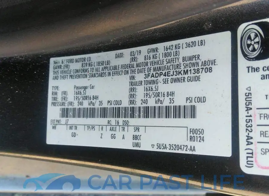 3FADP4EJ3KM138708# 9