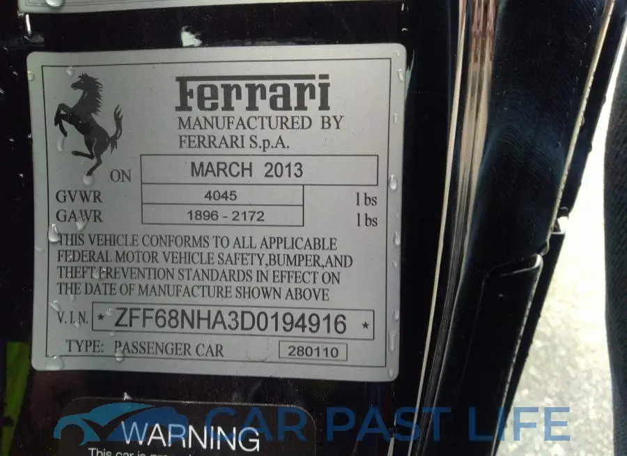 ZFF68NHA3D0194916# 9