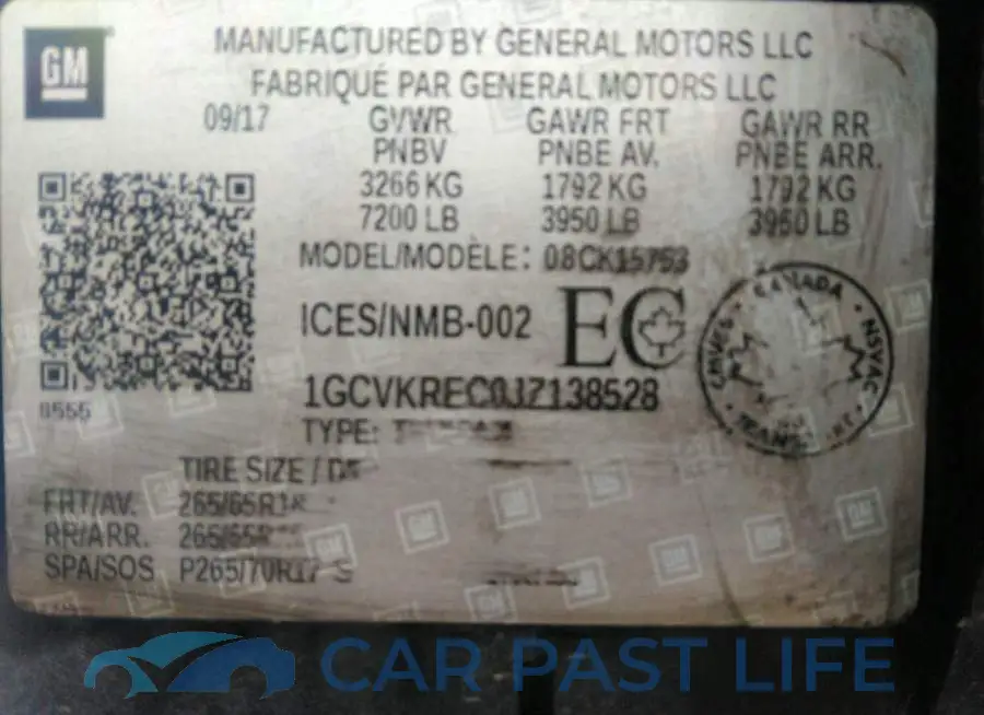 1GCVKREC0JZ138528# 9