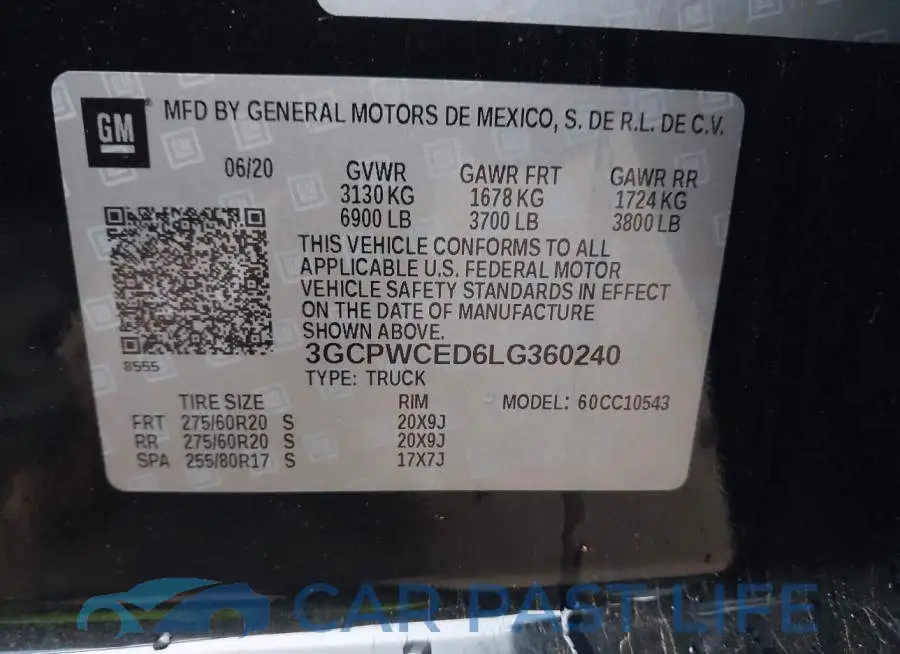 3GCPWCED6LG360240# 9
