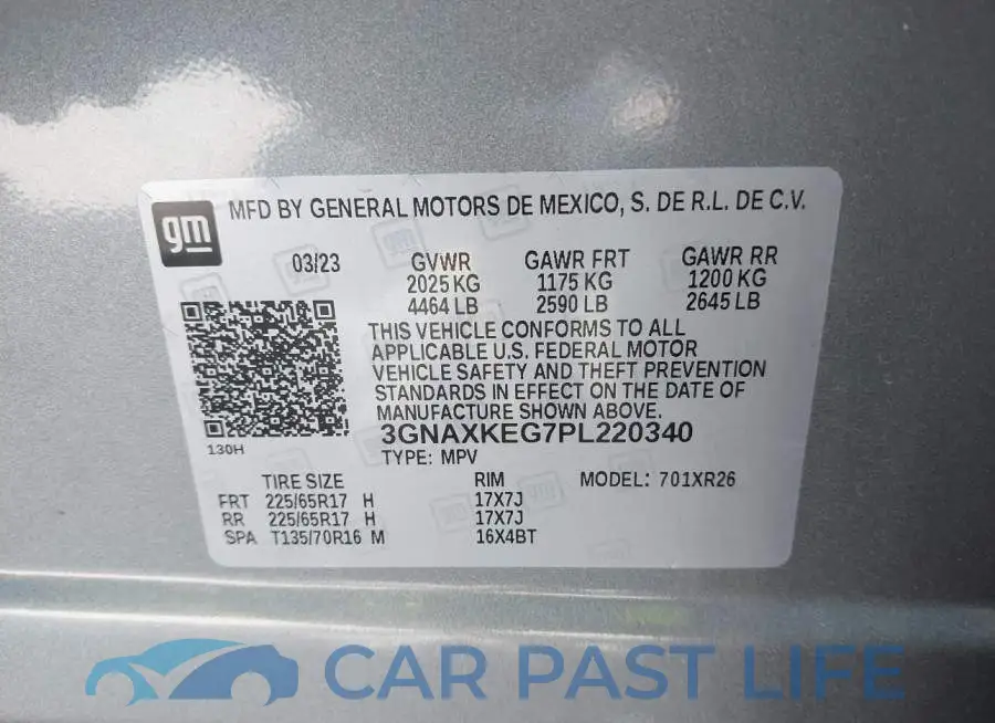 3GNAXKEG7PL220340# 9