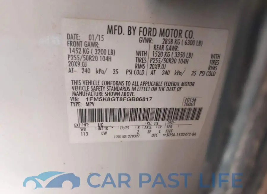 1FM5K8GT8FGB86817# 9