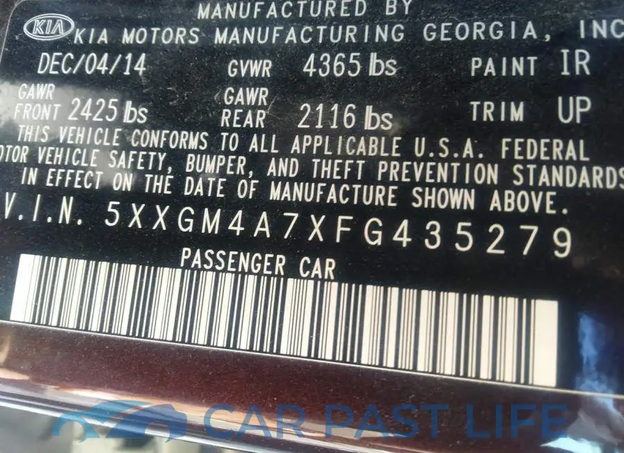 5XXGM4A7XFG435279# 9