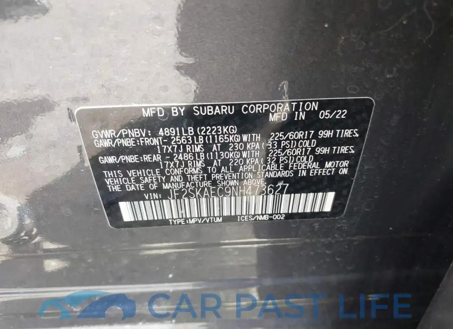 JF2SKAEC9NH473627# 9