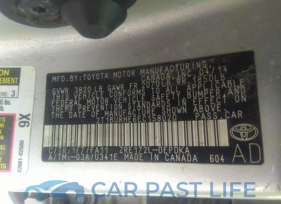 2T1BURHE6EC158020# 9