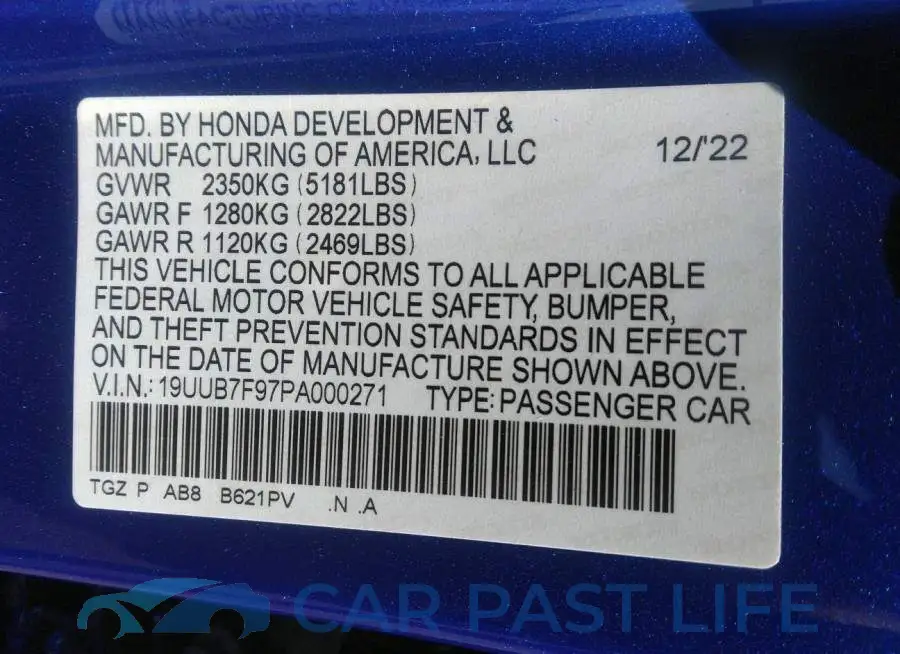 19UUB7F97PA000271# 9