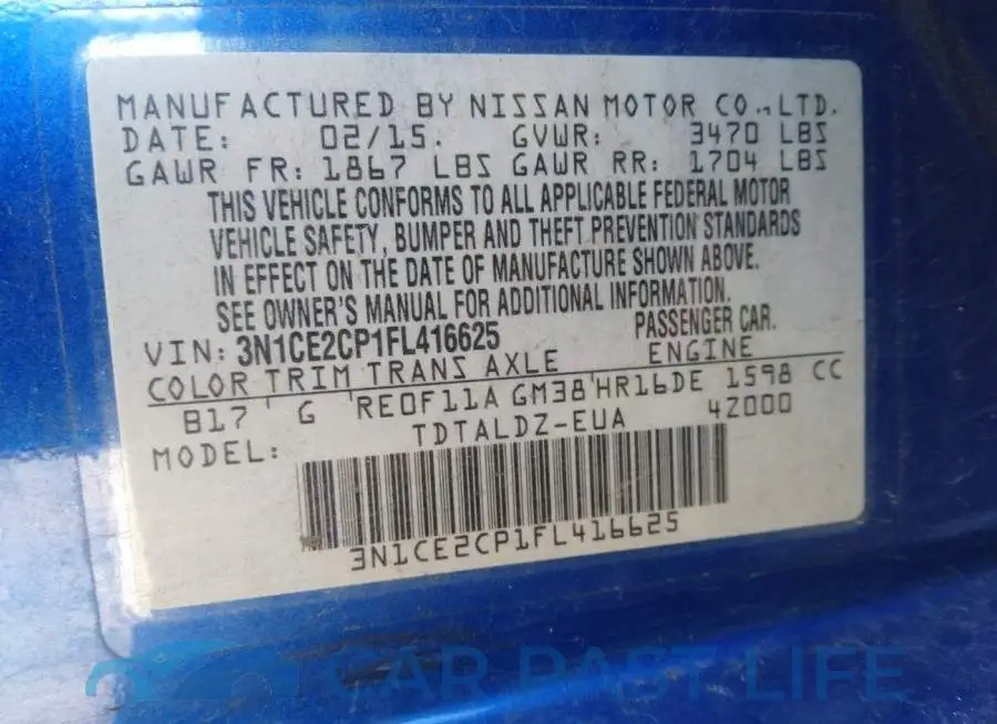 3N1CE2CP1FL416625# 9