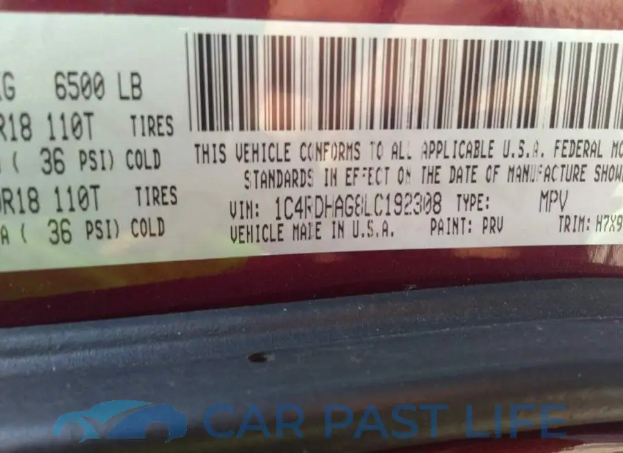 1C4RDHAG8LC192308# 9