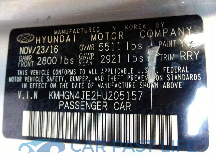 KMHGN4JE2HU205157# 9