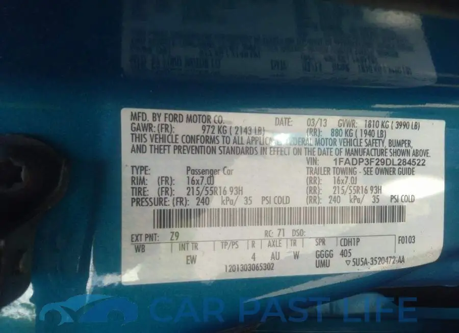 1FADP3F29DL284522# 9