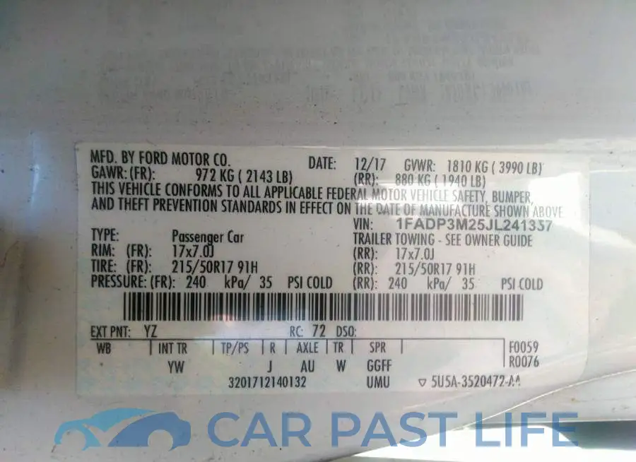 1FADP3M25JL241357# 9