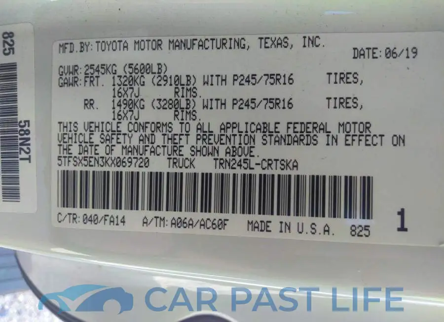5TFSX5EN3KX069720# 9