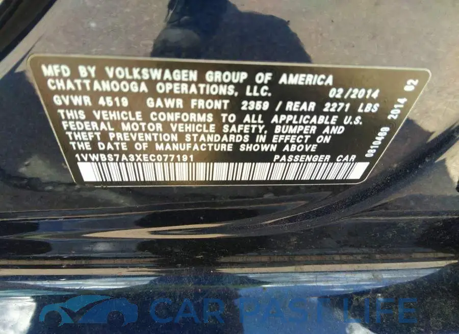 1VWBS7A3XEC077191# 9