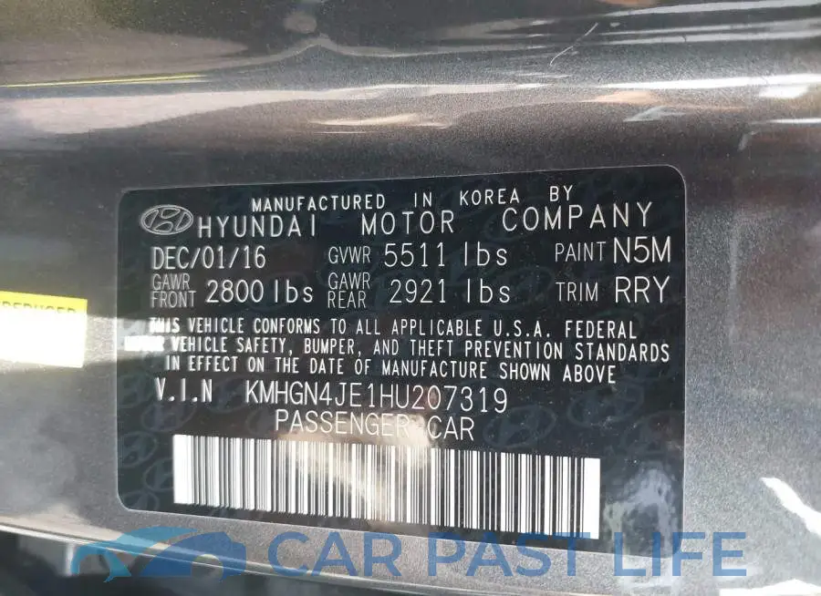 KMHGN4JE1HU207319# 9