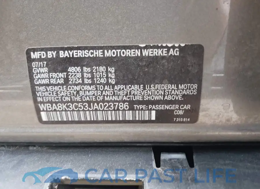 WBA8K3C53JA023786# 9