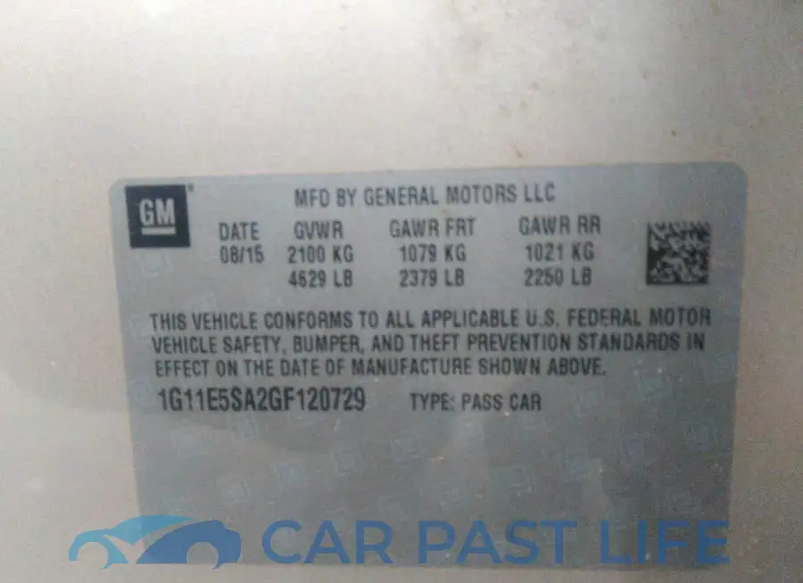 1G11E5SA2GF120729# 9