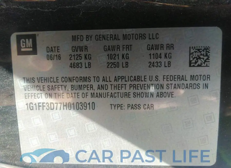 1G1FF3D77H0103910# 9
