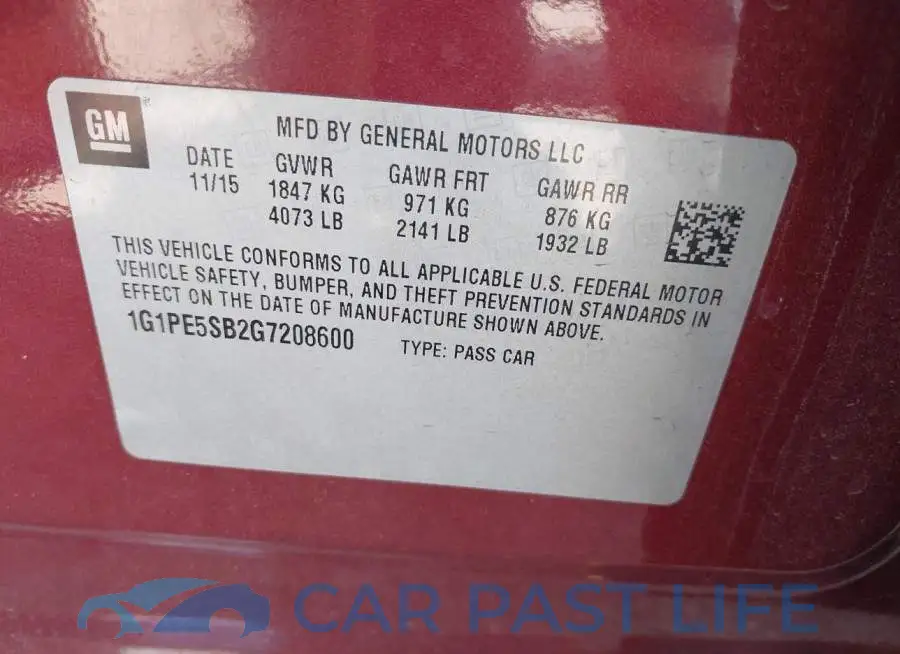 1G1PE5SB2G7208600# 9