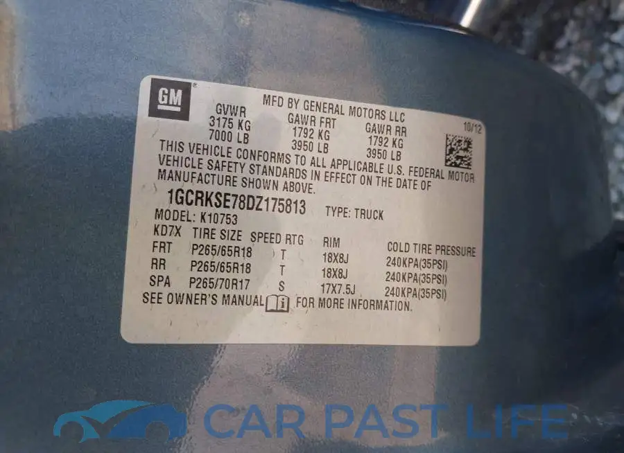 1GCRKSE78DZ175813# 9