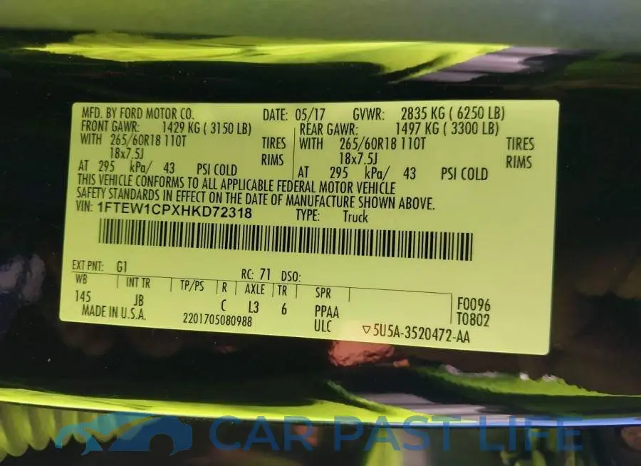 1FTEW1CPXHKD72318# 9