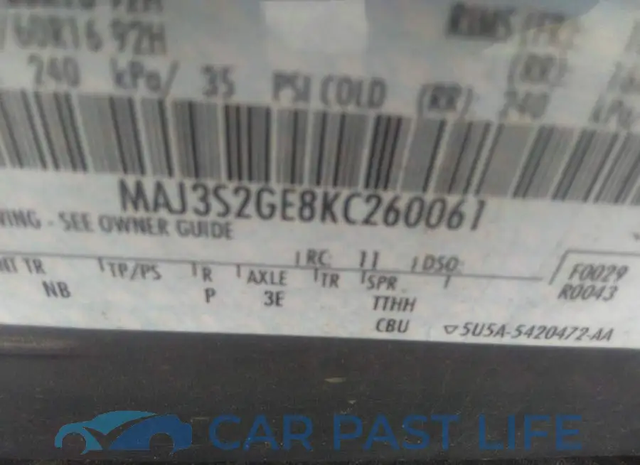 MAJ3S2GE8KC260061# 9