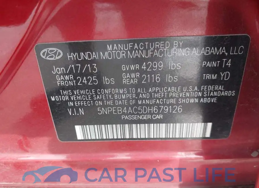 5NPEB4AC5DH679126# 9